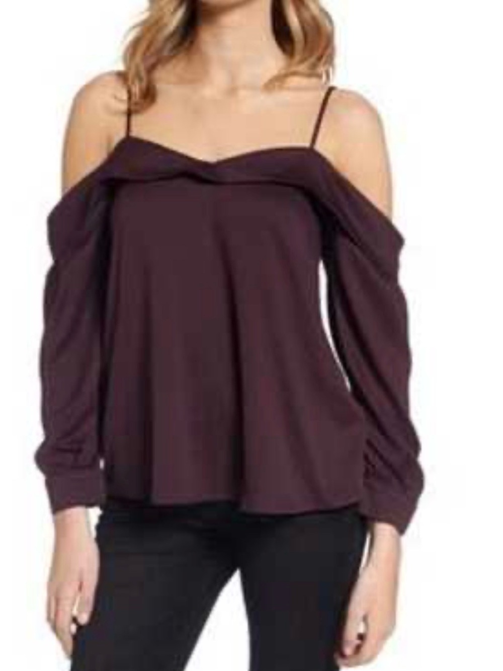 Leith Off-Shoulder Blouse in Plum